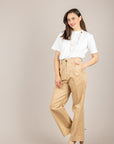 VICOLO - TAB1900 - PANTALONE GAMBA DRITTA CON PINCES DESERTO