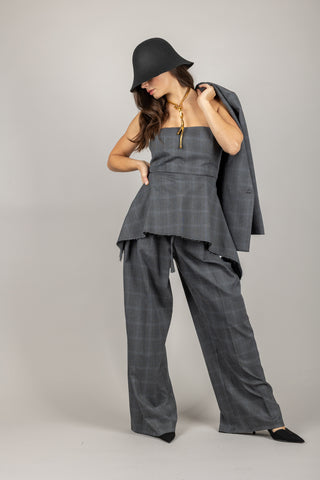 VICOLO - TF1731 - PANTALONE MINI CHECK CON PINCES