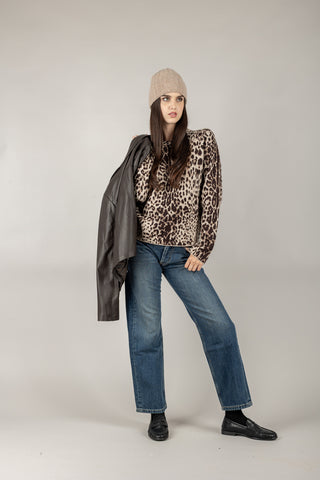 STORY - MAGLIA GIROCOLLO ANIMALIER