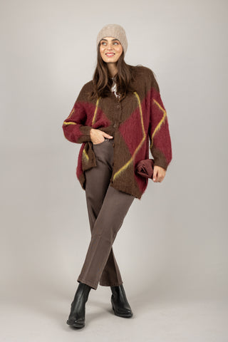 VICOLO - 55041F - CARDIGAN MOHAIR A ROMBI