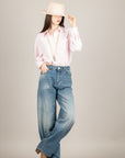 TENSIONE IN - 26C3732 - CAMICIA A RIGHE ROSA OVER