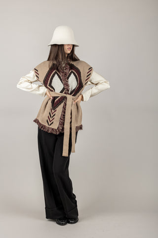 TENSIONE IN - 26P1124 - PANTALONE A PALAZZO CON RISVOLTO