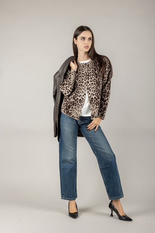 STORY - CARDIGAN GIROCOLLO ANIMALIER