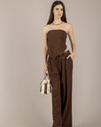 HAVEONE - PIA-Q551 - PANTALONE PALAZZO CON CINTA FINA MORO
