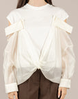 TENSIONE IN - PE260224 - T-SHIRT CAMICIA DOPPIO TESSUTO PANNA/PANNA