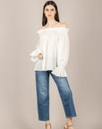 VICOLO - TAB2174 - BLUSA SCOLLO SHIFFER BIANCO