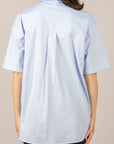 TENSIONE IN - 26C5004 - CAMICIA OVER MANICHE CORTE N°5 CELESTE/CUOIO