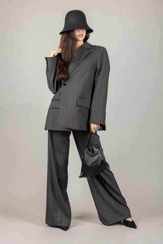 VICOLO - TF1809 - PANTALONE PALAZZO GESSATO