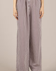 TENSIONE IN - 26P5198 - PANTALONE RIGATO CON BOTTONCINI BORDO'