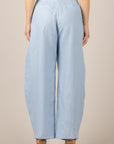 TENSIONE IN - 26P4950 - PANTALONE IN LINO CON PINCES CELESTE
