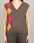 VICOLO - 2AB2116 - MAGLIA SMANICATA MORO FUCSIA ARANCIO
