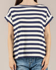VICOLO - UAB0349 - T-SHIRT A RIGHE NATURLE/BLU