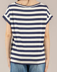 VICOLO - UAB0349 - T-SHIRT A RIGHE NATURLE/BLU