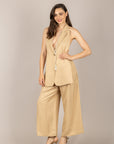 VICOLO - TAB0643 - GILET DAVANTINO MISTO LINO BEIGE