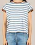 DIXIE - T262A154 - T-SHIRT GIROCOLLO RIGATA PROFILI CONTRASTO DENIM