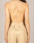 VICOLO - TAB0643 - GILET DAVANTINO MISTO LINO BEIGE