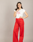 TENSIONE IN - CJ12721 - JEANS CON TASCHINI FRONTALI ROSSO