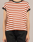DIXIE - T262A154 - T-SHIRT GIROCOLLO RIGATA PROFILI CONTRASTO COCCIO