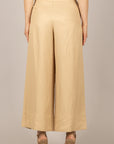VICOLO - TAB0644 - PANTALONE PALAZZO MISTO LINO BEIGE