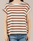 VICOLO - UAB0349 - T-SHIRT A RIGHE NATURLE/TABACCO