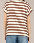 VICOLO - UAB0349 - T-SHIRT A RIGHE NATURLE/TABACCO
