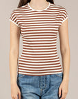HAVEONE - RJS-Q224 - TOP RIGATO A COSTINE PANNA/TABACCO