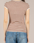 HAVEONE - RJS-Q224 - TOP RIGATO A COSTINE PANNA/TABACCO