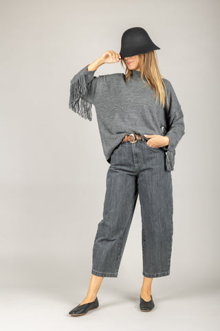 VICOLO - 77226F - MAGLIA OVER CON FRANGE