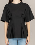VICOLO - UAB0020 - T-SHIRT ARRICCIATURA PUNTO VITA NERO