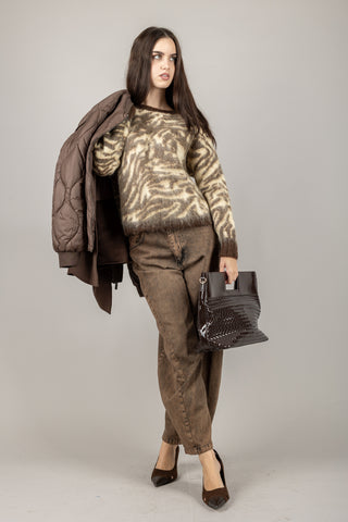 VICOLO - 55035F - MAGLIA MOHAIR ZEBRATA