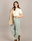 Jeans barrel Bloom Smooth - 100% cotone blu