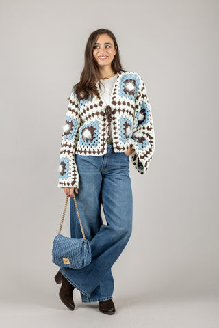EMUNA - CARDIGAN CROCHET CHIUSURA LACCIO