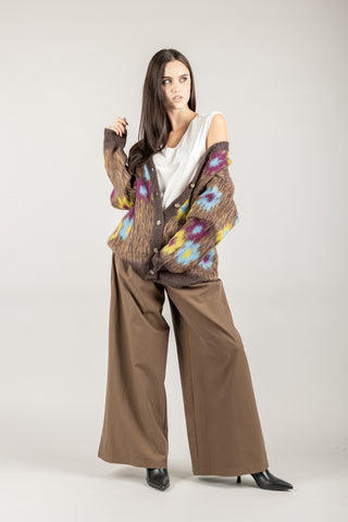 TENSIONE IN - IN391 - PANTALONE GAMBA LARGA CON CINTA