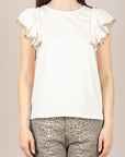HAVEONE - TJA-Q148 - T-SHIRT CON ROUCHES PANNA