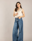 EMUNA' - ZC82209 - T-SHIRT IN SATIN SCOLLO A V BURRO