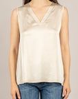 EMUNA' - ZC82209 - T-SHIRT IN SATIN SCOLLO A V BURRO