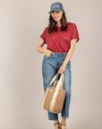EMUNA' - BI25169 - T-SHIRT IN LINO BORDO