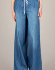 VICOLO - TAB1875 - PANTALONE IN CHAMBRAY CON COULISSE DENIM BLU