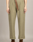 DIXIE - P773A151 - PANTALONE CON PINCES E CINTA MILITARE