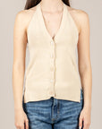 VICOLO - 2AB2157 - TOP SCOLLO HALTER MANDORLA