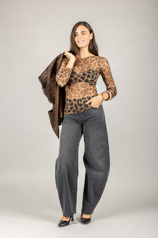 DIXIE - RAP5YHM - MAGLIA TRASPARENTE ANIMALIER