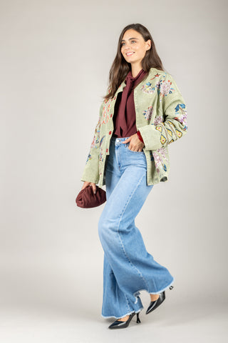 EMUNA - GIACCA IN DENIM RICAMATA