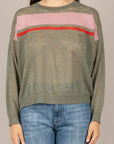 VICOLO - 4AB4023 - MAGLIA GARZATA CON BANDE VERDE/ROSA/ROSSO