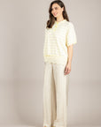 VICOLO - 2AB2066 - MAGLIA POLO RIGATA MANICA CORTA GIALLINO BEIGE