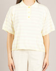 VICOLO - 2AB2066 - MAGLIA POLO RIGATA MANICA CORTA GIALLINO BEIGE