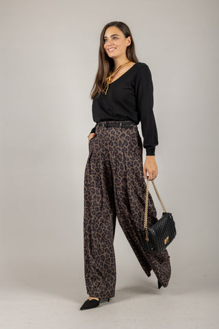 IMPERIAL - P5Y9KILC - PANTALONE ANIMALIER CON CINTA