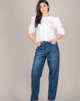 TENSIONE IN - 26C4718 - CAMICIA CROP MANICA A PALLONCINO BIANCO