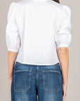 TENSIONE IN - 26C4718 - CAMICIA CROP MANICA A PALLONCINO BIANCO