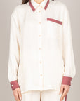 TENSIONE IN - 26C4731 - CAMICIA CUPRO CON TASCHINO PANNA/VINO