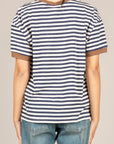 TENSIONE IN - 26M4561 - T-SHIRT RIGATA N°5 PANNA/BLU/CUOIO